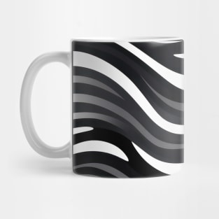 Monochrome Waves: Modern Abstract Ebb and Flow Mug